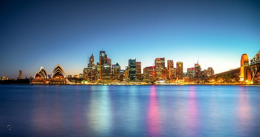 Landschaftsgrafik von Sydney Opera House, Sydney cbd, Sydney City HD-Hintergrundbild
