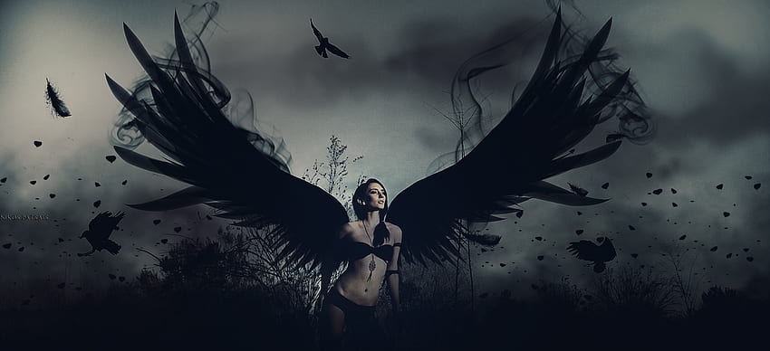 Ange noir, ange noir féminin Fond d'écran HD
