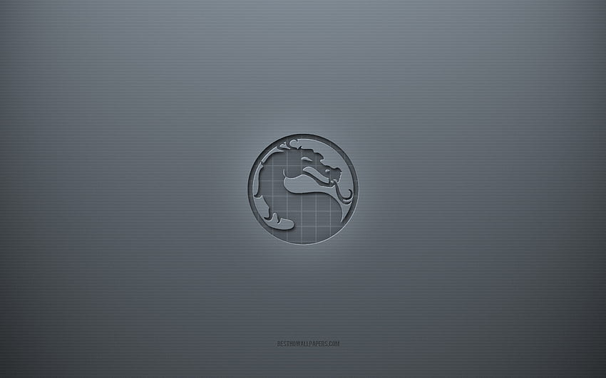 Logo Mortal Kombat, fond créatif gris, emblème Mortal Kombat, texture de papier gris, Mortal Kombat, fond gris, logo Mortal Kombat 3d Fond d'écran HD