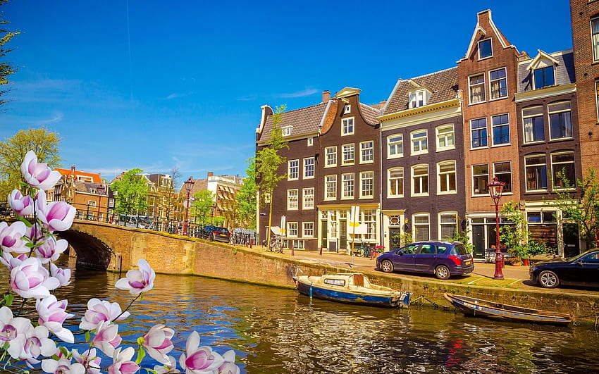 Netherlands, Amsterdam, spring, bridge, R for with resolution . High Quality HD wallpaper