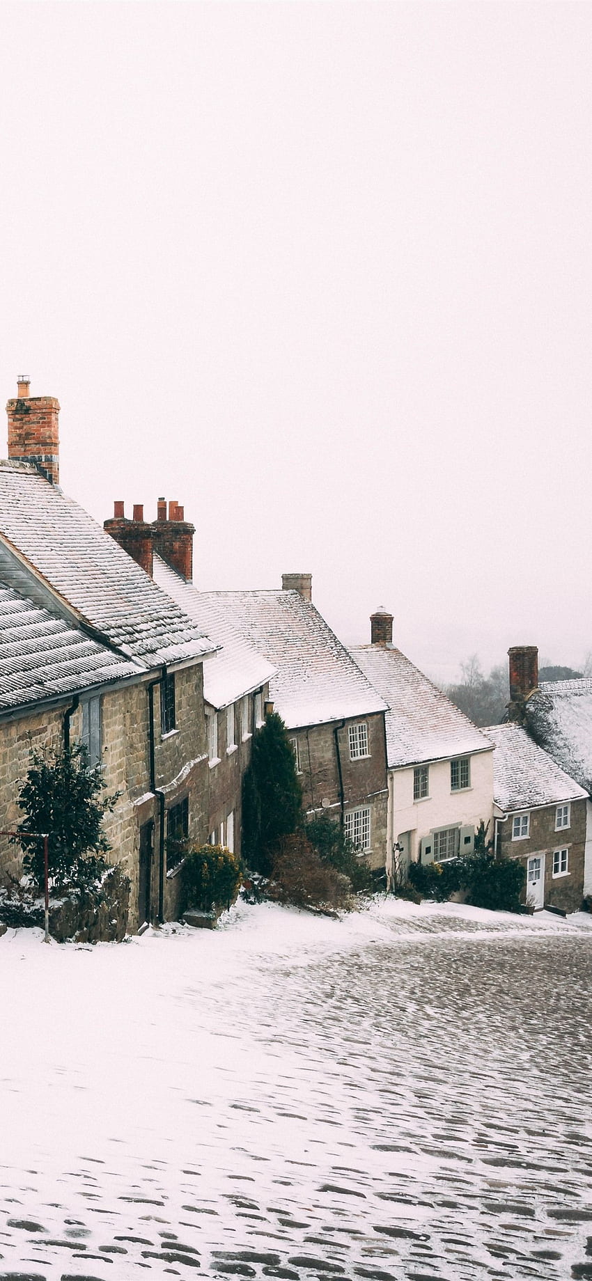 Winter, Snow, Town, Road, Houses, Slope IPhone 11 Pro XS, London Snow HD phone wallpaper