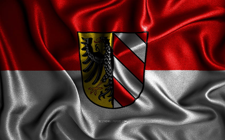 Nürnberg bayrağı, ipek dalgalı bayraklar, Alman şehirleri, Nürnberg Bayrağı, kumaş bayraklar, Nürnberg Günü, 3D sanat, Nürnberg, Avrupa, Almanya şehirleri, Nürnberg 3D bayrak, Almanya HD duvar kağıdı