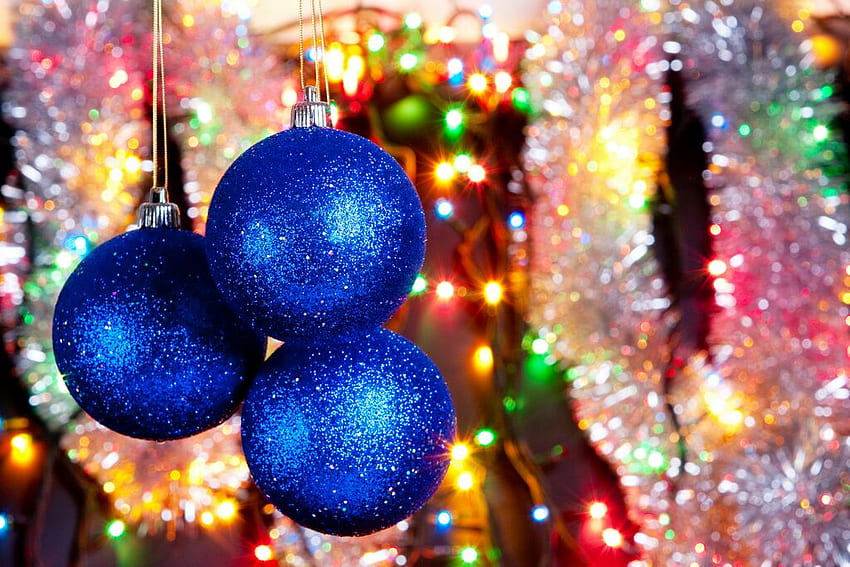 Blaue Dekorationen, blau, Feiertage, Grafik, niedlich, Bälle, Girlande, Ball, Weihnachten, Dekorationen, schön, neues Jahr HD-Hintergrundbild