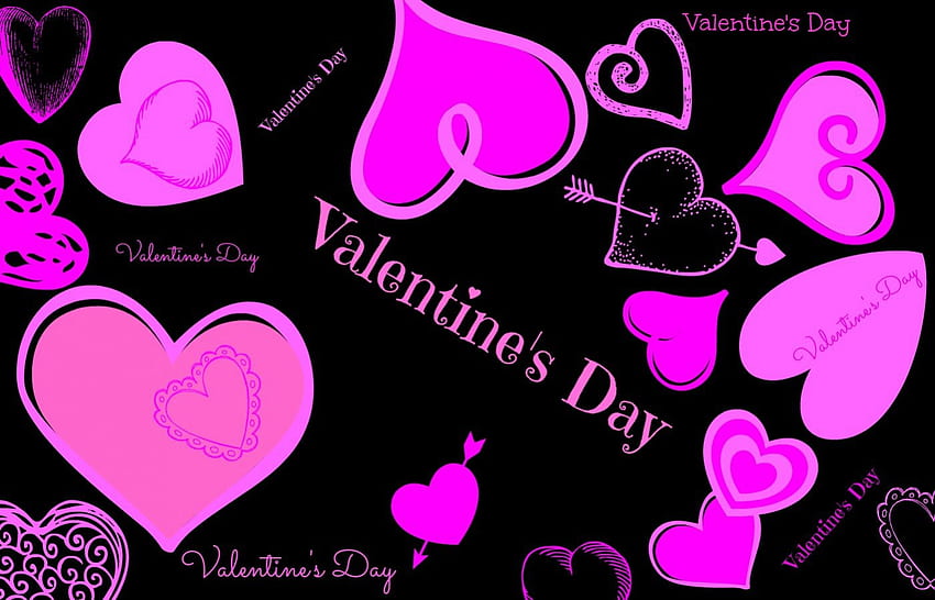 ¡Feliz día de San Valentín!, negro, arte, cehenot, valentín, rosa, día, abstracto, amor, vector, feliz, flecha fondo de pantalla