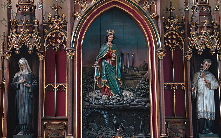 Mary and Saints, Virgin, Mary, Queen, Saints, church, sculptures HD wallpaper