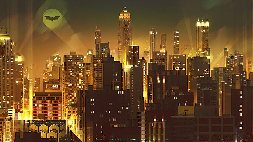 Arte digital de Gotham City, fundo e horizonte de Gotham City papel de parede HD