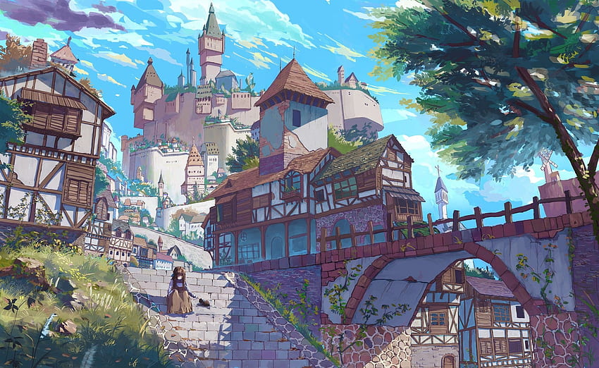 Anime Village, art, city, anime, village, orginal, scenery, HD wallpaper |  Peakpx