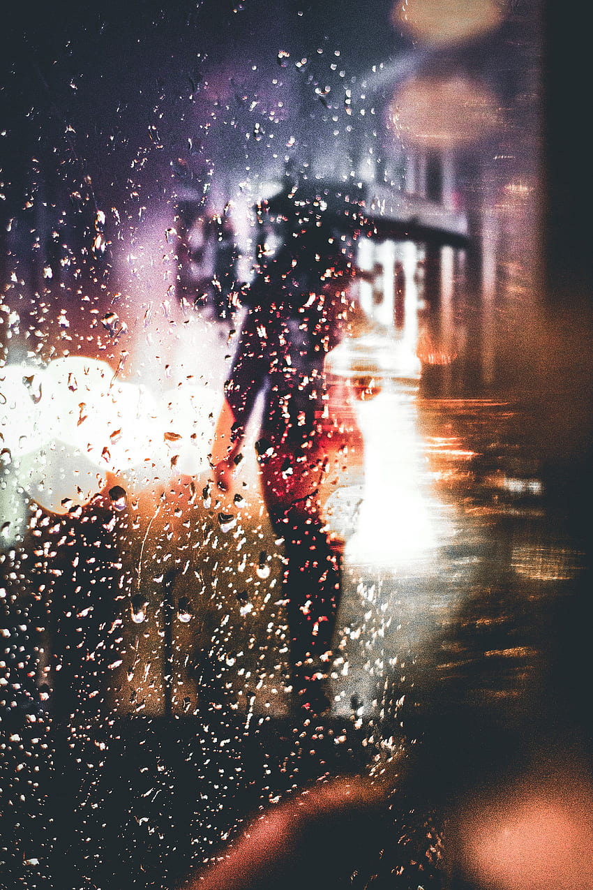 Regen, Tropfen, Makro, Silhouette, Unschärfe, glatt HD-Handy-Hintergrundbild