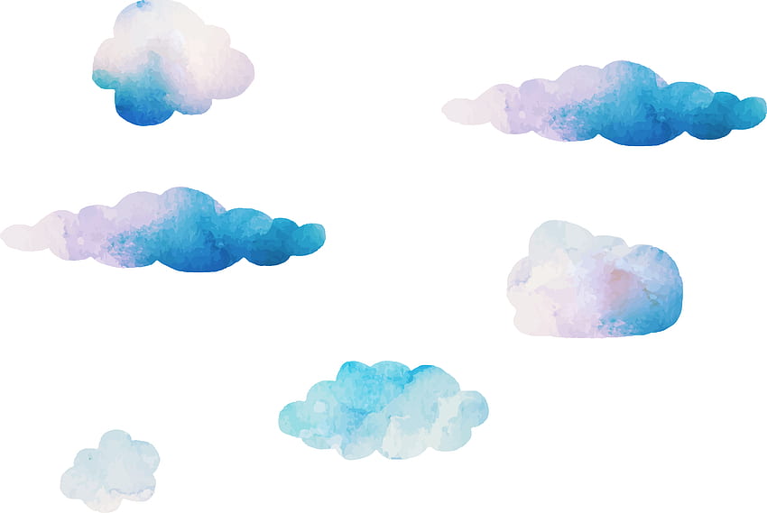 Blue Sky Cloud Computer - 水彩雲朵PNG with No Background, Pastel Blue Computer HD wallpaper