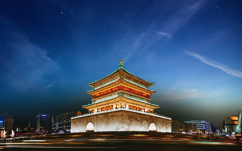 Torre do sino de Xian, marcos chineses, Xi'an papel de parede HD