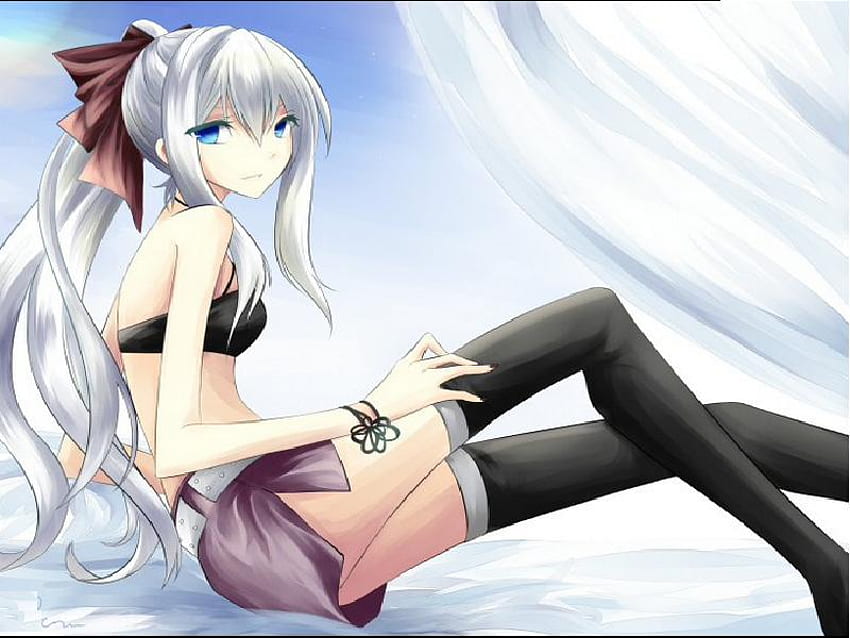Fairy Anime, anime fairy, fairy tail, white hair, moon light HD wallpaper