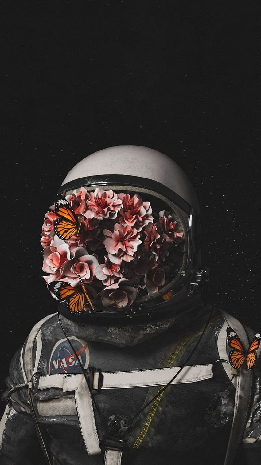 Nasa, mjnooonk, butterfly, dark, black, space, Mk, flower HD phone wallpaper
