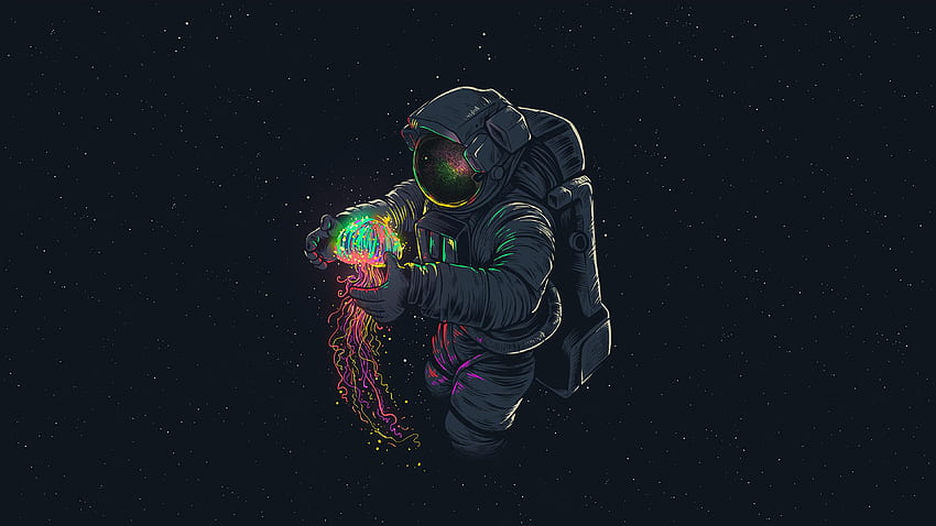 Ilustraciones espaciales Astronauta Medusa simple Estrellas - Resolución:, Ilustración espacial fondo de pantalla