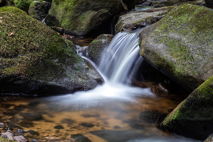 Nature, Water, Stones, Waterfall, Flow, Moss HD wallpaper