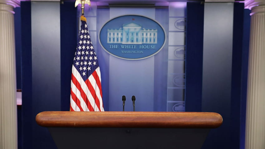 It's been a year since the last daily White House press briefing, Podium HD wallpaper