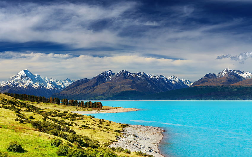 New Zealand, , blue river, mountains, summer, Patagonia for with resolution . High Quality HD wallpaper