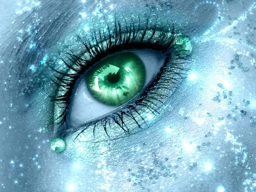 Yeşil Göz, kış, göz, 3d, yeşil HD duvar kağıdı