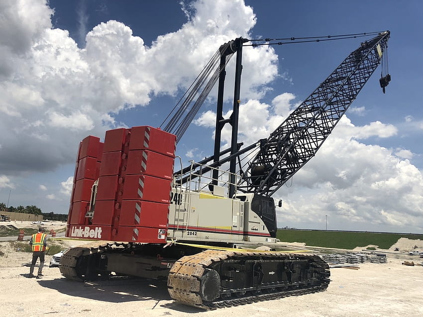 Link Belt 248 HSL Hylab 200 ton Crawler Lattice Boom Crane. Ciężki sprzęt budowlany Dźwigi Żurawie gąsienicowe Tapeta HD