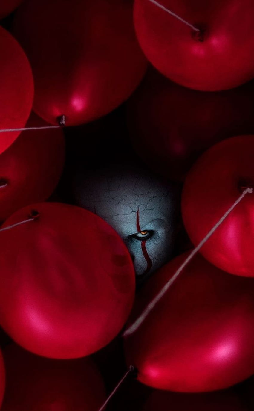 Rote Luftballons, Clown, Joker, Horror, Film, IT-Kapitel-2-Film. Roter Ballon, Film HD-Handy-Hintergrundbild