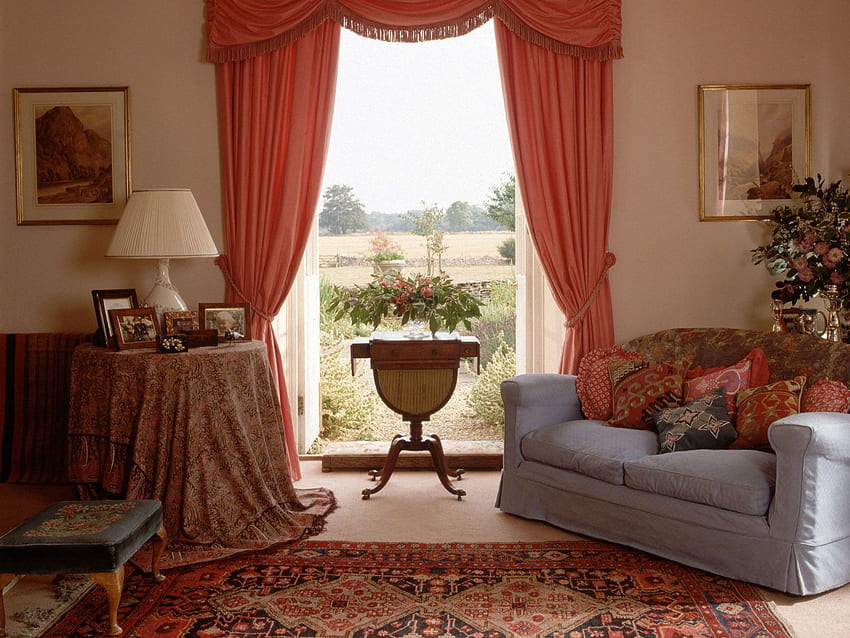 Interior, , , Table, Sofa, Furniture, Curtains, Coziness, Comfort HD wallpaper
