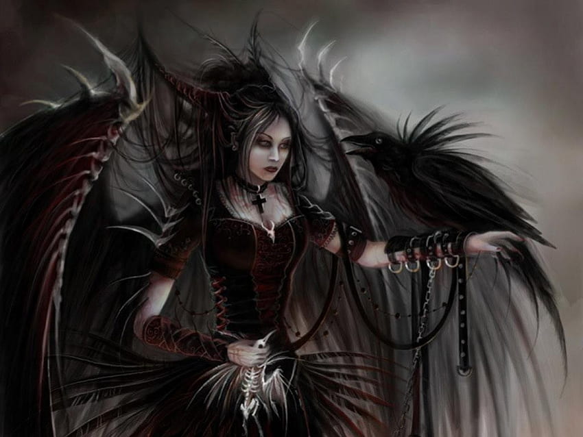 Vampire Sorceress, feiticeira, asas, morcego, vampiro, escuro, bruxa papel de parede HD