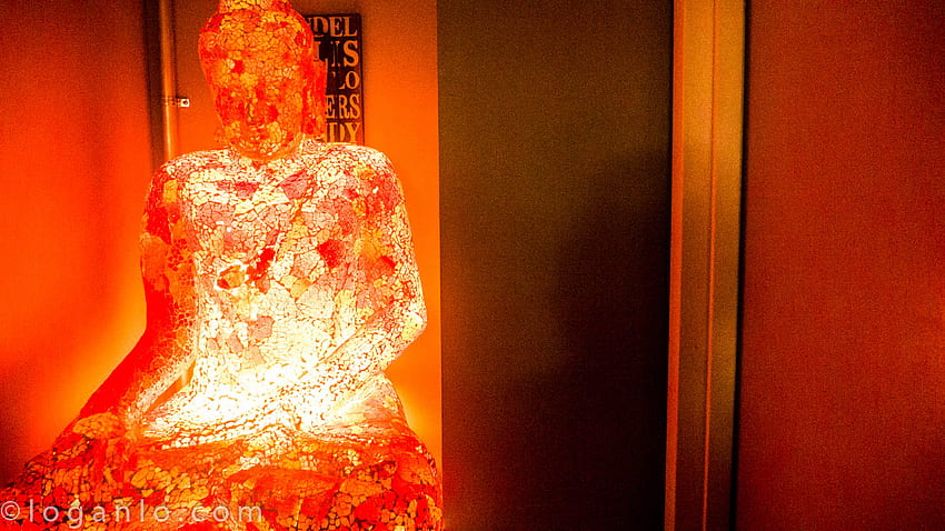 Orange Neon Buddha Statue – On (or close to) Schedule HD wallpaper