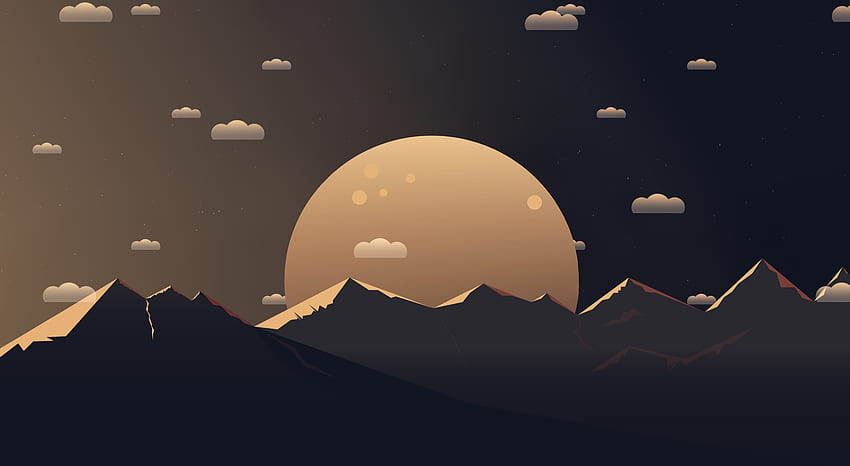 Minimalismo Moon Night Mountains - minimalista en vivo [ ], Chillhop White Oak fondo de pantalla