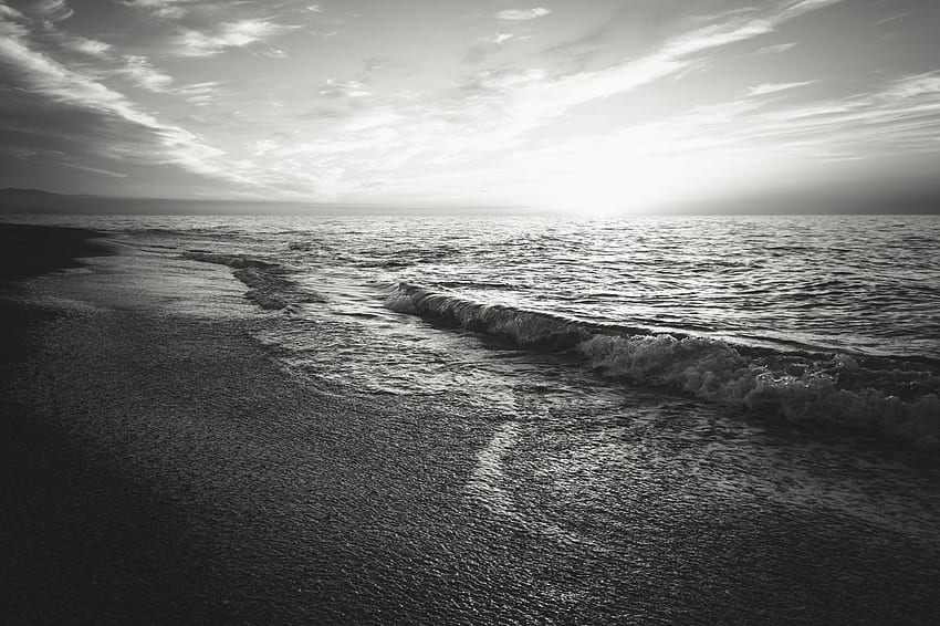 Oceano Preto e Branco, Praia Preto e Branco papel de parede HD