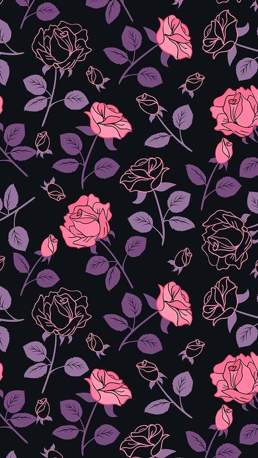 Flowers on a black background retro floral texture floral background  retro flowers background HD wallpaper  Peakpx