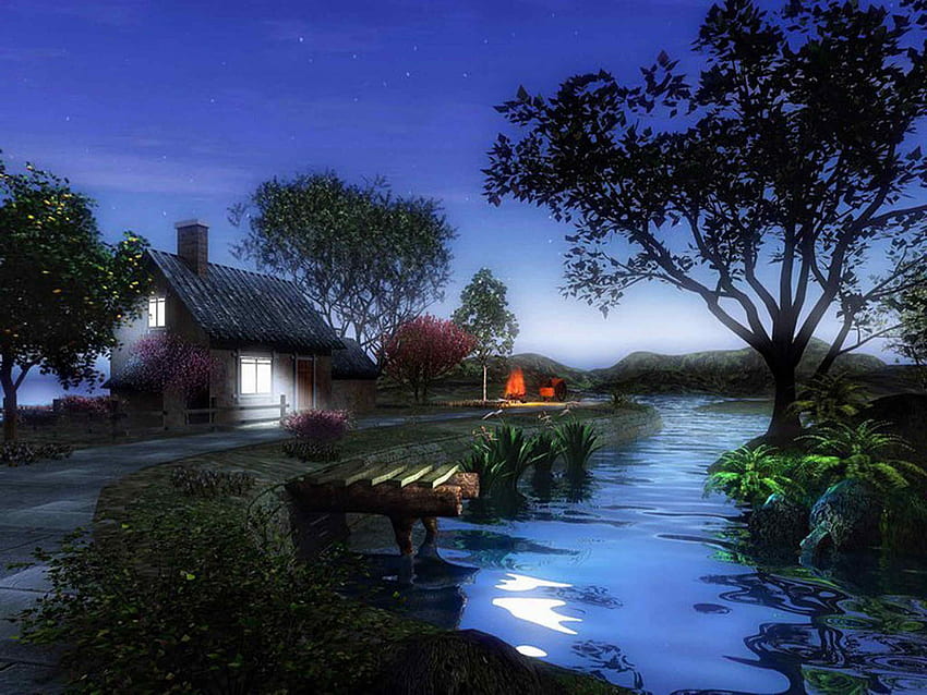 House 3D Nature For . Digital art gallery, Beautiful landscapes, 3D nature , Nature Home HD wallpaper