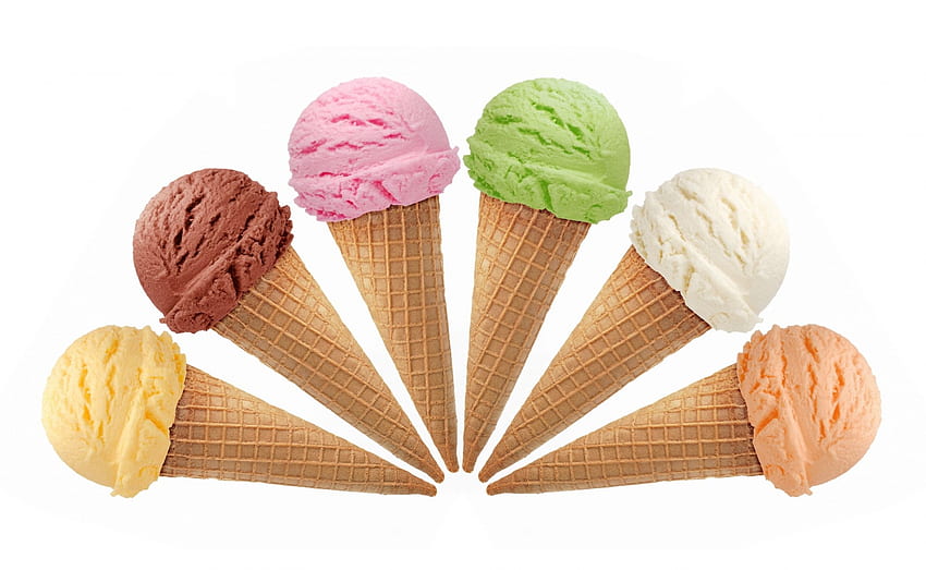 Сладолед, десерт, фунийка, крем, лед HD тапет
