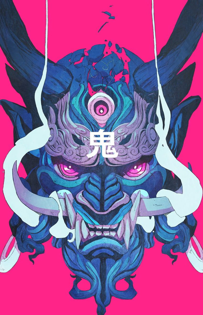 masque, démon, samouraï, Chun Lo / et fond mobile, samouraï bleu Fond d'écran de téléphone HD