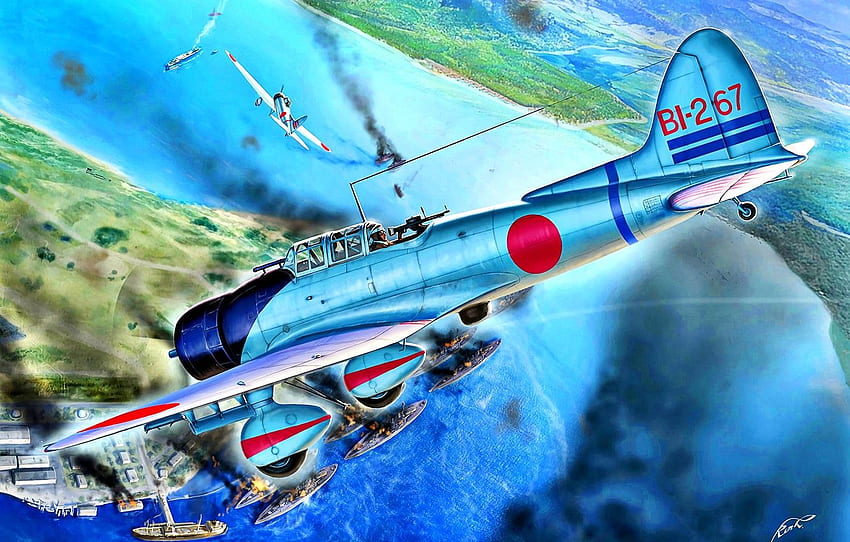 Jepang, Aichi, D3A, Pearl Harbor, Perang Dunia II, Menyelam, Val Wallpaper HD