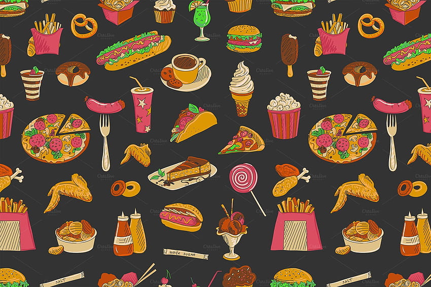 Fast Food - , Fast Food Background on Bat, Cute Food HD wallpaper