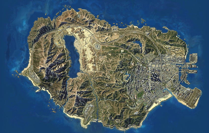 Spiel, Karte, GTA - für , Abschnitt игры, GTA V Map HD-Hintergrundbild