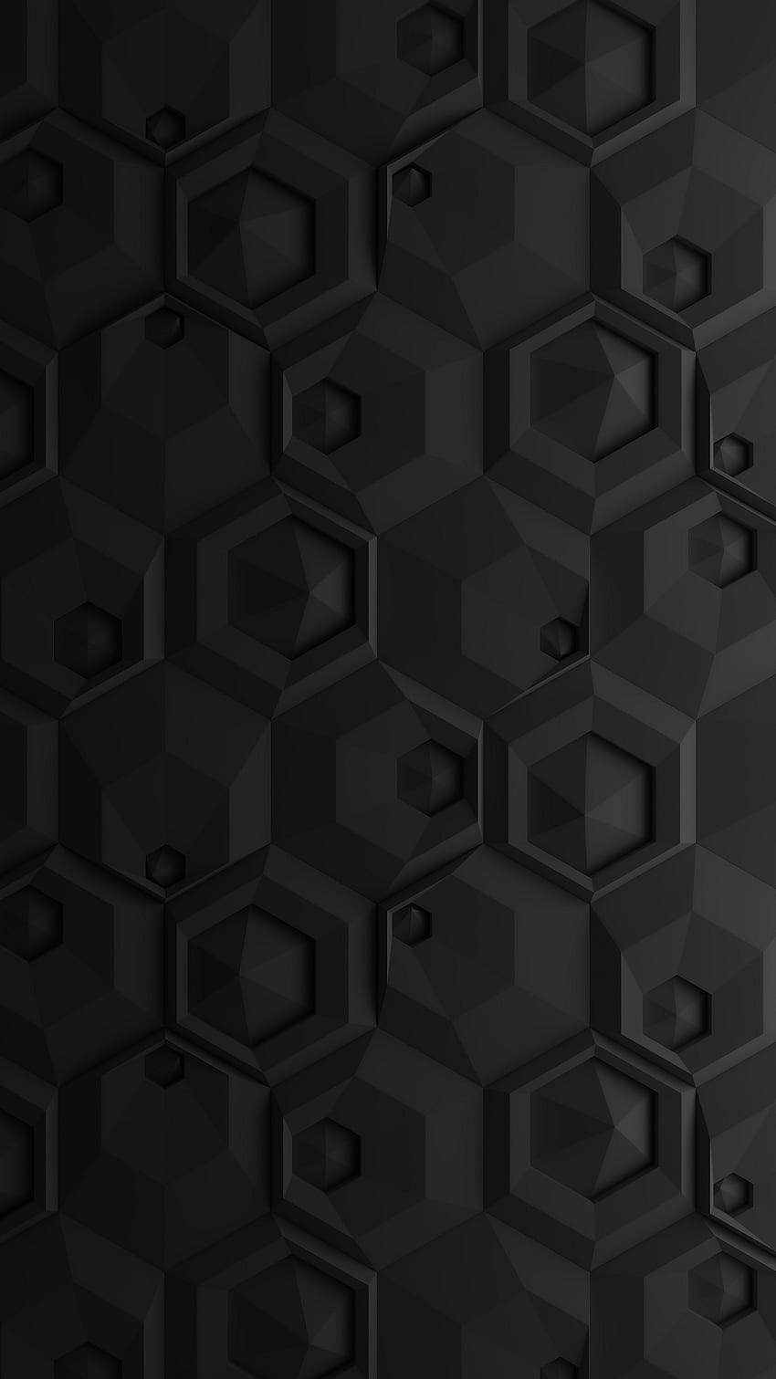 Papel negro hexágono patrón material diseño dimensional sombras limpio abstracto. Oscuro , Gris plateado , Android fondo de pantalla del teléfono