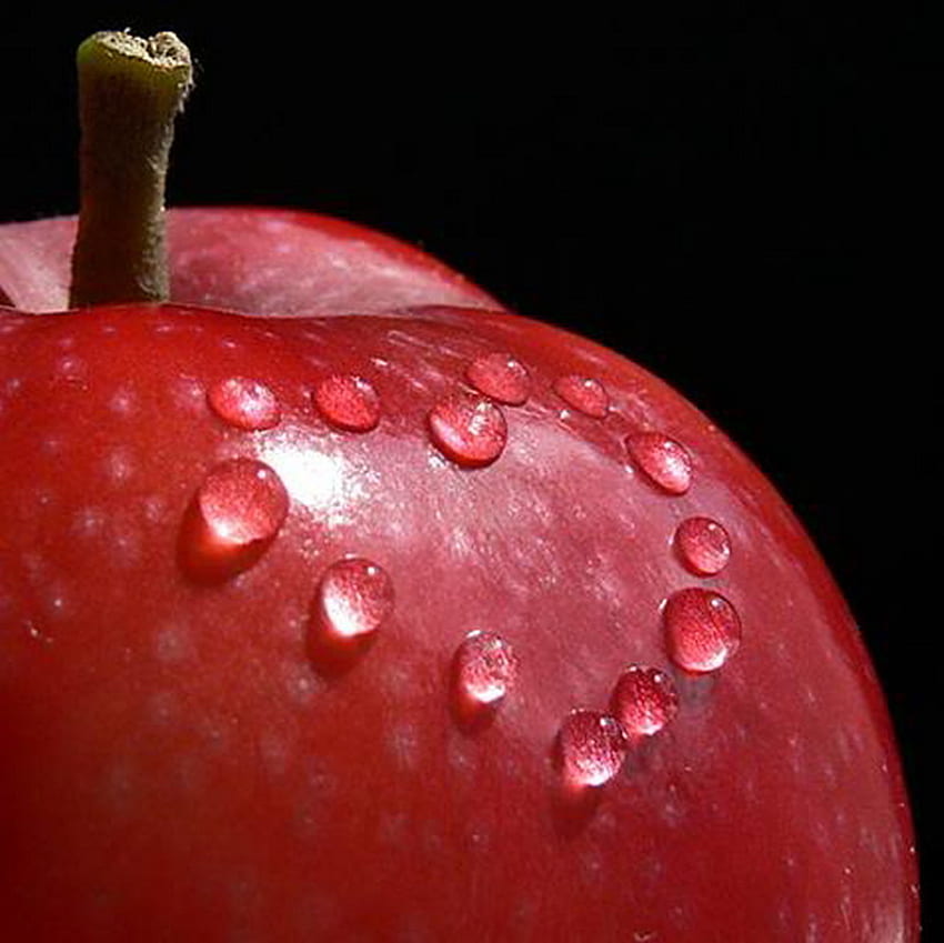 jabłko, serce, rosa, czerwień Tapeta HD