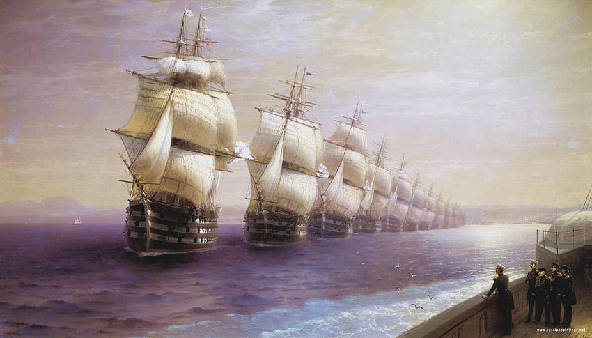 Парад на Черноморския флот, платна, зрители, вода, ветроходни кораби HD тапет