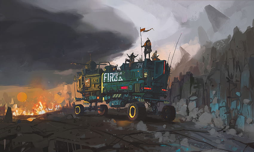Scifi Truck Mining Field, Artist HD wallpaper
