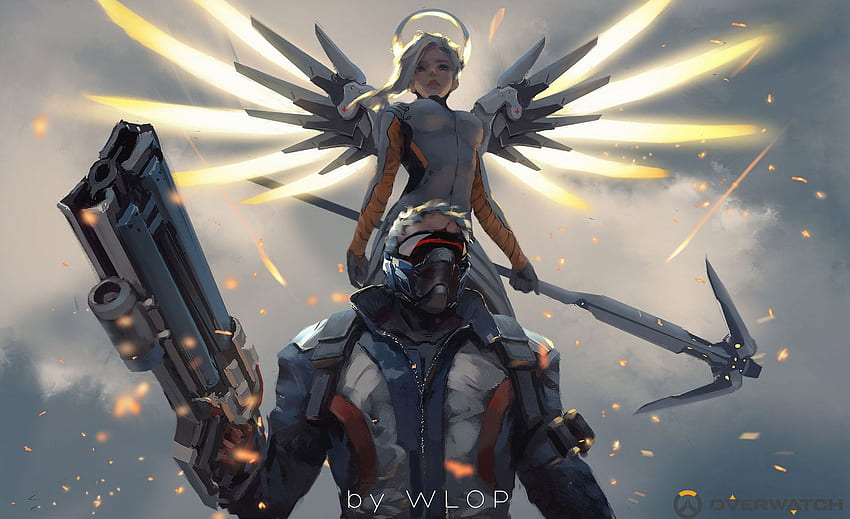 Mercy And Soldier 76 Overwatch Artwork, Games HD wallpaper