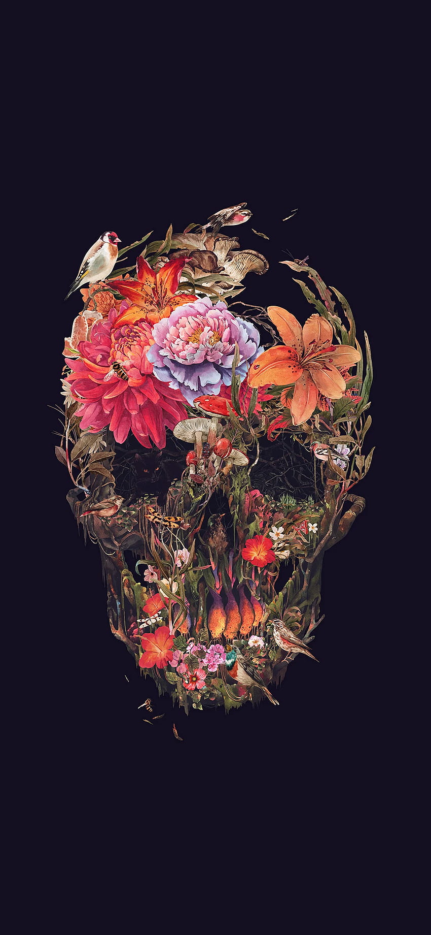 iPhone X . skull flower dark painting art dark, Flower of Life iPhone HD phone wallpaper