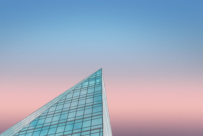 Sky, Building, Minimalism, Gradient, Bottom View HD wallpaper