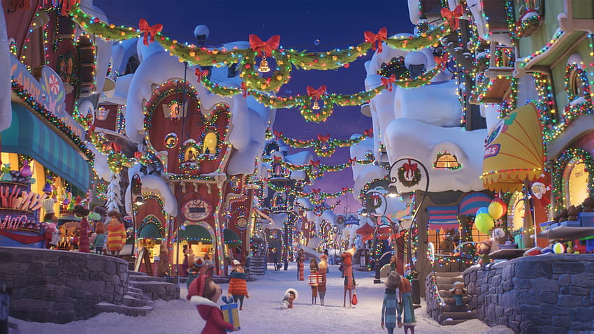 El Grinch y las muchas formas de robar la Navidad, estética de la ciudad navideña fondo de pantalla