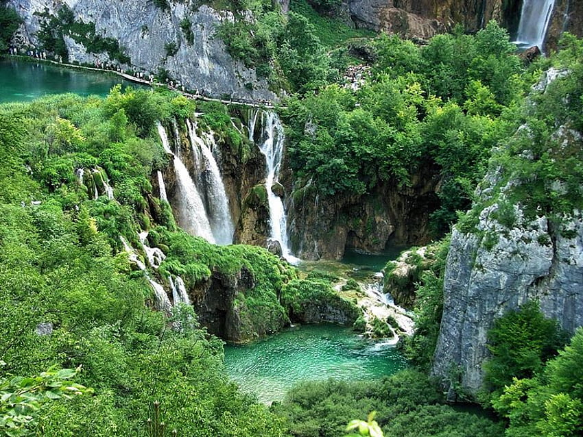 Плитвички езера, Н.П., езера, водопади, природа, Плитвице, Хърватия HD тапет