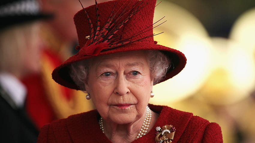 Queen Elizabeth II, GB, red, people, hat, regina, monarch, UK, English, England, lady, royal HD wallpaper