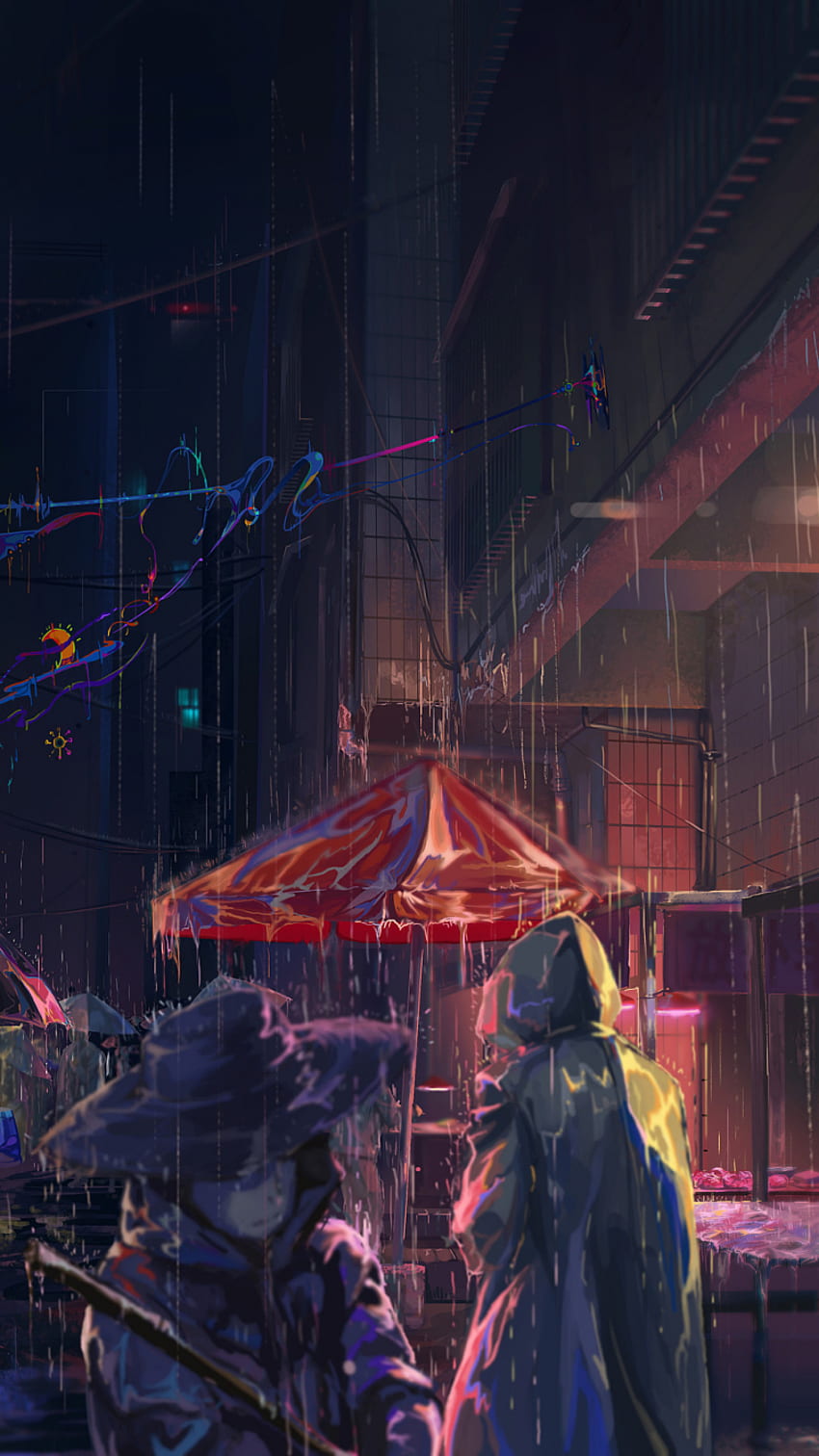 Rain, anime girl, umbrella, art, original, iphone 7, iphone 8, ,  background, 4598, Aesthetic Rain Anime HD phone wallpaper | Pxfuel