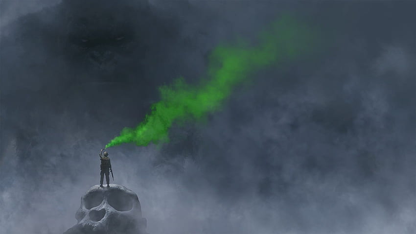 Man holding green smoke bomb , King Kong, Kong HD wallpaper