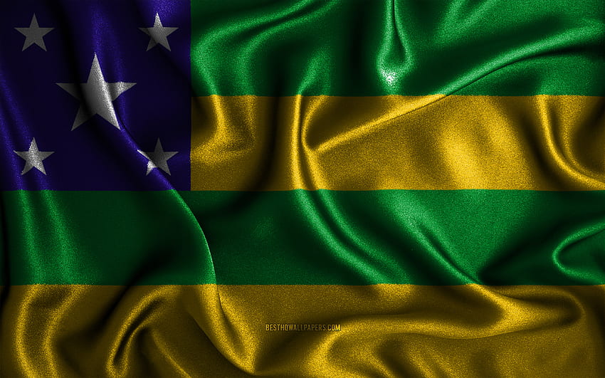 Bendera Sergipe,, bendera bergelombang sutra, negara bagian brazilian, Hari Sergipe, bendera kain, Bendera Sergipe, seni 3D, Sergipe, Amerika Selatan, Negara Bagian Brasil, bendera 3D Sergipe, Brasil Wallpaper HD