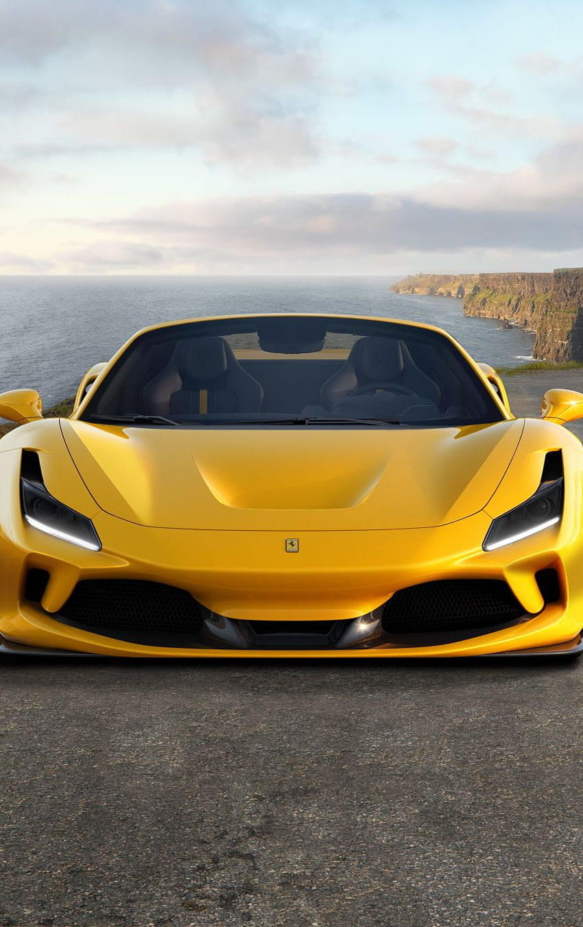 yellow ferrari f8 spider, 2019 sportcar, iphone 5, iphone 5s, iphone 5c, ipod touch, , background, 22499 HD phone wallpaper