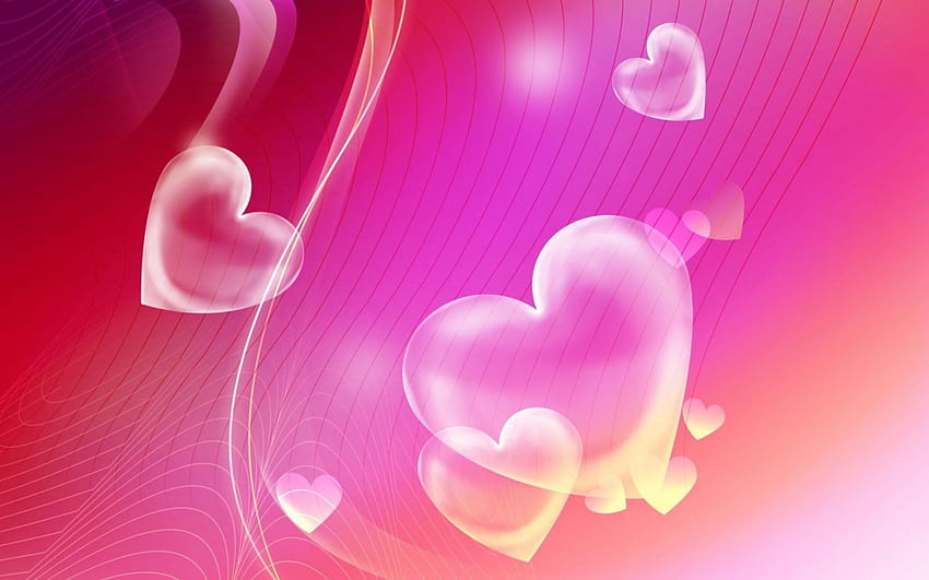 Corações rosa, corações, amor papel de parede HD